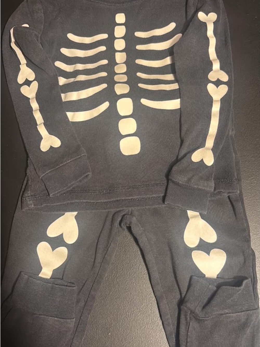 Joe Fresh Black Skeleton Pajama Set with Cream Bone Prints